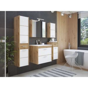 Koupelnový nábytek Zabin, Barva: dub wotan + bílý lesk , Sifon k umyvadlu: ne, Baterie: bez baterie