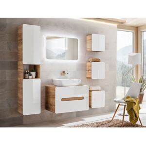 Koupelnový nábytek Leon Universal II, Barva: dub craft zlatý + bílý lesk, Sifon k umyvadlu: ne, Baterie: Economico BYU 020M