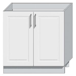 Expedo Kuchyňská skříňka dřezová OREIRO D80 ZL + kuchyňský dřez, 80x82x44,6, popel/bílá lesk