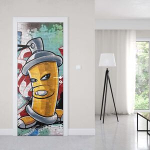 GLIX Fototapeta na dveře - Graffiti Street Art Yellow | 91x211 cm