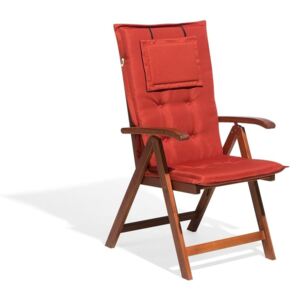 Zahradní dřevěná židle s cíhlově červenou poduškou TOSCANA