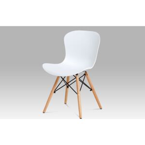 Jídelní židle, bílý vroubkovaný plast / natural