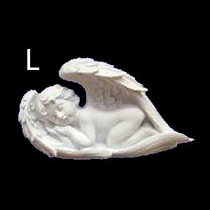 Andělíček ležící spící v křídlech 17x11x33 cm bílý polyresin levý