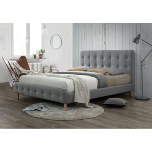 Manželská postel s vysokým čelem 160x200 cm v šedé barvě s roštem KN719