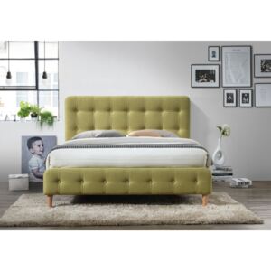 Manželská postel s vysokým čelem 160x200 cm v zelené barvě s roštem KN719