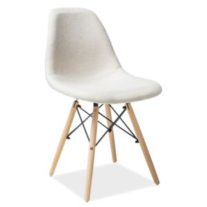 Jídelní čalouněná židle v béžové barvě na dřevěné konstrukci KN899