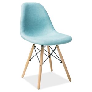 Jídelní čalouněná židle v mentolové barvě na dřevěné konstrukci KN899