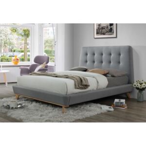 Manželská postel s vysokým čelem 160x200 cm v šedé barvě s roštem KN720
