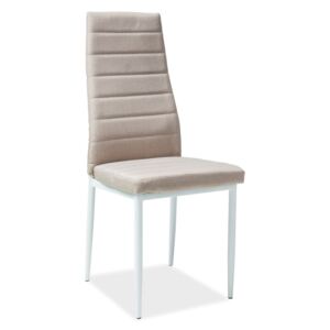 Jídelní čalouněná židle v béžové barvě na bílé kovové konstrukci KN907