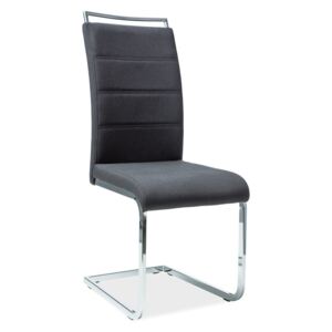 Jídelní židle čalouněná látkou v černé barvě na kovové konstrukci KN915