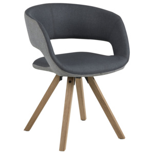 Jídelní židle čalouněná tmavě šedou látkou na dřevěné podnoži DO121