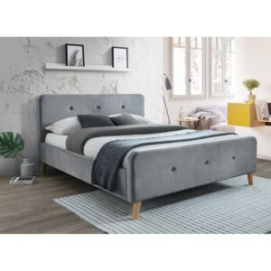 Manželská postel s vysokým čelem 160x200 cm v šedé barvě s roštem KN234