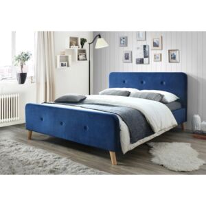 Manželská postel s vysokým čelem 160x200 cm v granátově modré barvě s roštem KN234