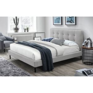 Manželská postel 160x200 cm čalouněná látkou v šedé barvě s roštem KN927