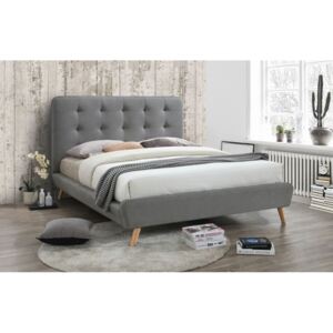 Manželská postel s vysokým čelem 160x200 cm v šedé barvě s roštem KN721