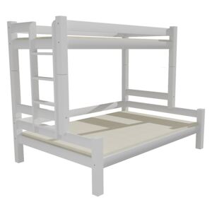 SKLADEM: Dětská patrová postel s rozšířeným spodním lůžkem z masivu ROBUST 8X8 6B - 200x90 cm - BÍLÁ