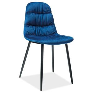 Jídelní židle v oceánové modré barvě na černé kovové konstrukci KN897