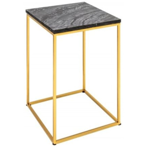 Inviro Odkládací stolek MARMO, zčerný mramor/zlatá