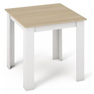 Jídelní stůl 80x80 cm v dekoru dub sonoma v kombinaci s bílou barvou KN360