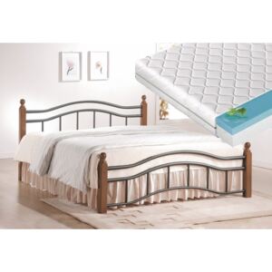 Manželská postel 180x200 cm v klasickém stylu s roštem a matrací KN368