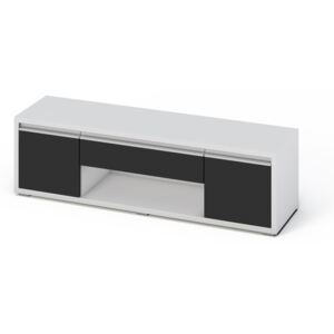 Moderní televizní stolek v černém lesku a bílé barvě KN372