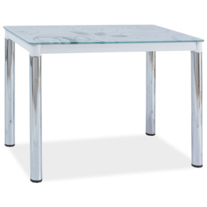 Jídelní stůl 100x60 cm v bílé barvě s chromem KN553
