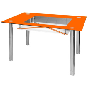 Jídelní stůl skleněný F056 oranžový