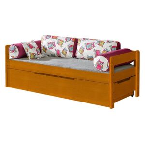 Dětská postel Norys NO1, Šuplík k posteli: ne, Barva: masiv borovice, moření olše + sovy