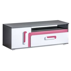 TV stolek Petito PT17, Barva: antracit / bílá + růžová