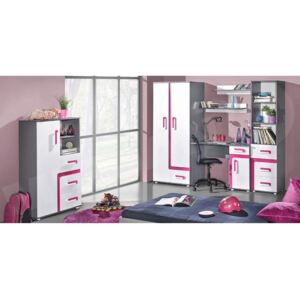 Dětský nábytek Petito III, Barva: antracit / bílá + růžová