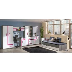 Studentský nábytek Petito VI, Barva: antracit / bílá + růžová