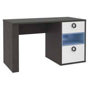 Psací stůl Colors LORB211, Barva: uni wolfram šedá / modrá + bílá, Osvětlení: bez osvětlení