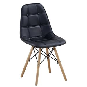 Jídelní židle v retro stylu v černé ekokůži F1233
