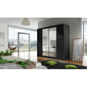 Skříň London II, Barva: černá, Osvětlení: bez osvětlení