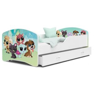 Dětská postel IGOR 80x140 cm v bílé barvě se šuplíkem ŠTĚŇÁTKA