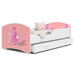 Dětská postel IGOR 80x140 cm v bílé barvě se šuplíkem PRINCEZNA