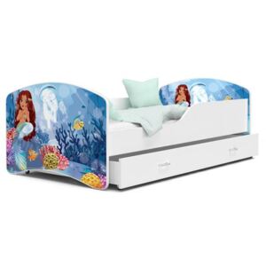 Dětská postel IGOR 80x140 cm v bílé barvě se šuplíkem MOŘKSÁ PANNA