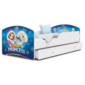 Dětská postel IGOR 80x140 cm v bílé barvě se šuplíkem SNĚŽNÉ PRINCEZNY