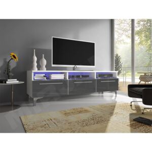 TV stolek Cleo II-W, Barva: bílý / šedý lesk