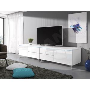 TV stolek Cleo XI-W Double L+P, Barva: bílá / bílý lesk