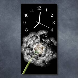 E-shop24, 60x30 cm, Hnn42762789 Nástěnné hodiny obrazové na skle - Kreslená pampeliška