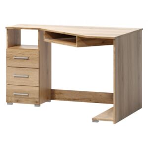 Rohový psací stůl v jednoduchém designu v dekoru dub wotan F1461