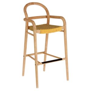 Hořčicově žlutá dřevěná zahradní barová židle LaForma Sheryl 110 cm