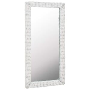 Zrcadlo s proutěným rámem 50 x 100 cm bílé