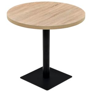 Bistro stůl - deska a ocel - kulatý - 80x75 cm | dub