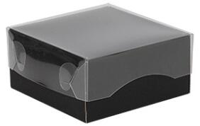 Dárková krabice s průhledným víkem 100x100x50 mm, černá