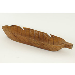 Autronic Dřevořezba - dekorační mísa ve tvaru listu (teakové dřevo)