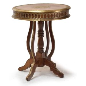 Kulatý stolek z palisandru, mosazné kování, 60x60x70cm