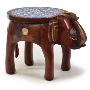 Stolička ve tvaru slona zdobená keramickými dlaždicemi, 50x35x38cm