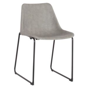 Jídelní židle čalouněná šedou ekokůží na černé kovové konstrukci DO114